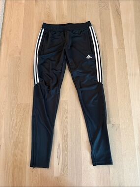 adidas Black Track Pants with White Three-Stripe Detail